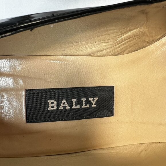 Bally Classic Patent Leather Pumps Cone Heel Almond Toe Black 5 - Picture 2 of 13